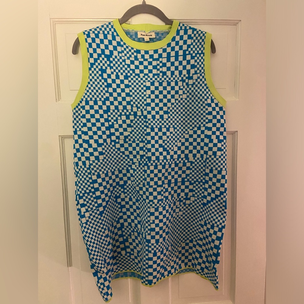 Pink Ripple Checkered Dress